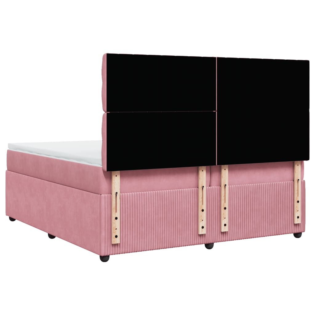 Boxspringbett mit Matratze Rosa 200x200 cm Samt