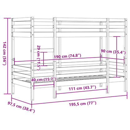 Etagenbett Wachsbraun 90x190 cm Massivholz Kiefer