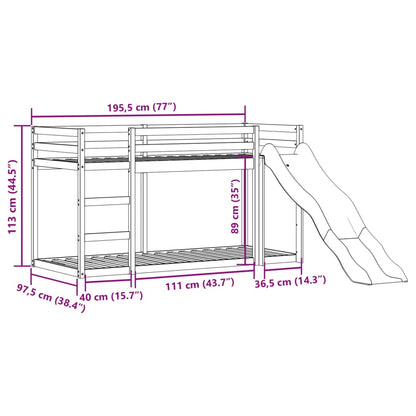 Etagenbett mit Rutsche & Leiter Wachsbraun 90x190cm Kiefernholz