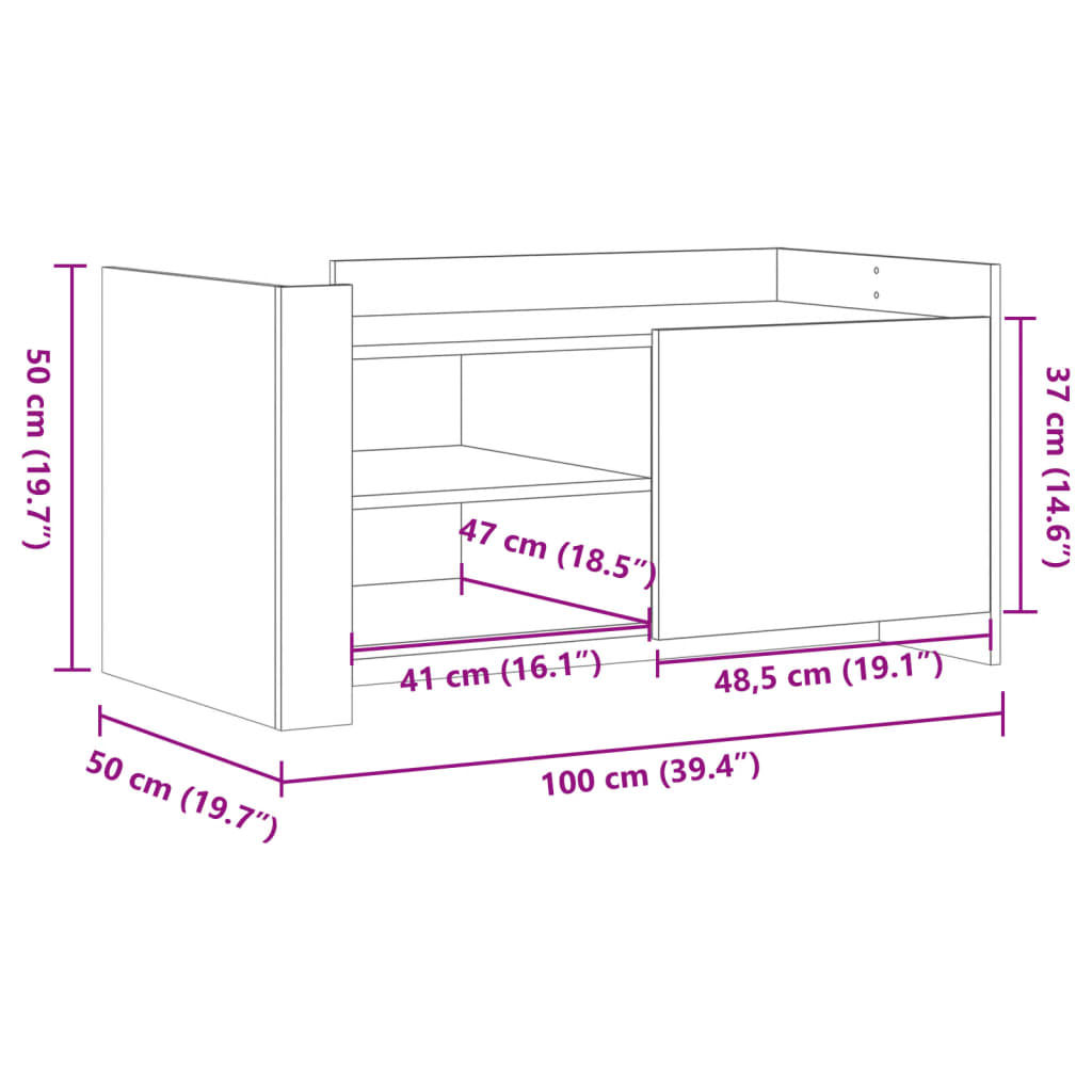 Couchtisch Schwarz 100x50x50 cm Holzwerkstoff