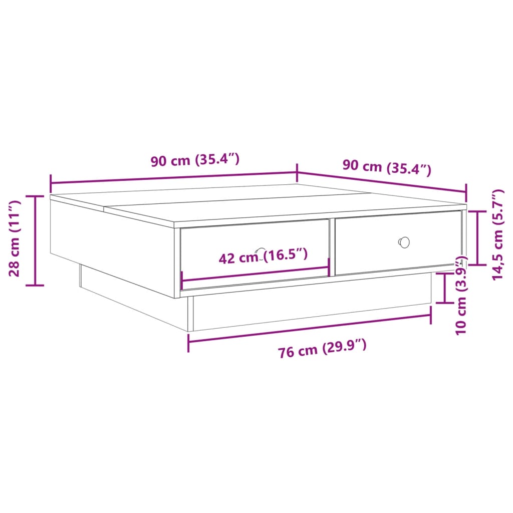 Couchtisch Weiß 90x90x28 cm Holzwerkstoff