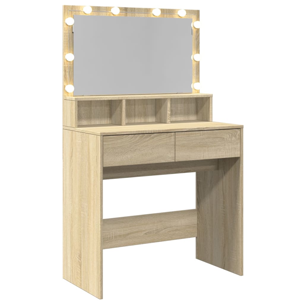 Schminktisch mit LED-Beleuchtung Sonoma-Eiche 80x41x134,5 cm