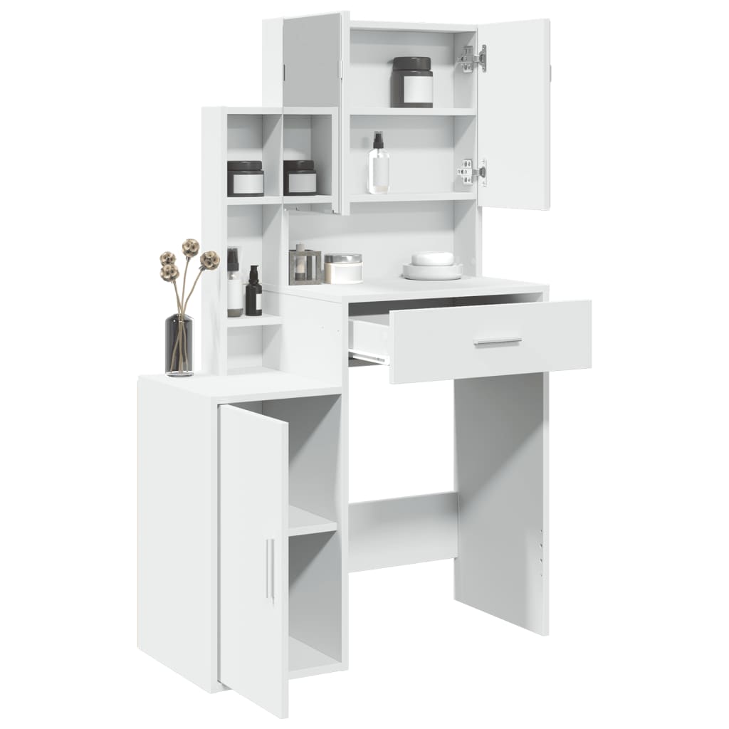 Schminktisch mit Schrank Weiß 80x35x132 cm