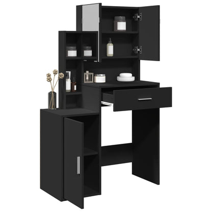 Schminktisch mit Schrank Schwarz 80x35x132 cm