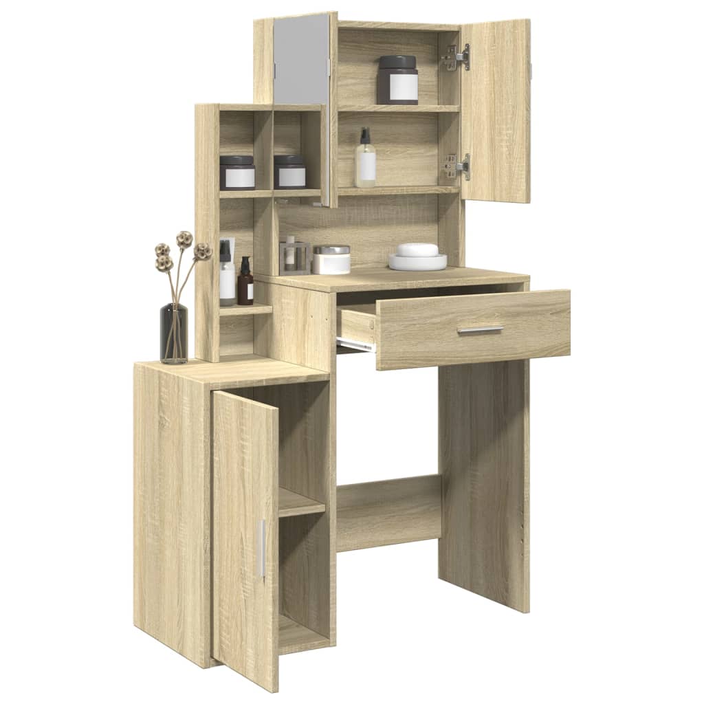 Schminktisch mit Schrank Sonoma-Eiche 80x35x132 cm