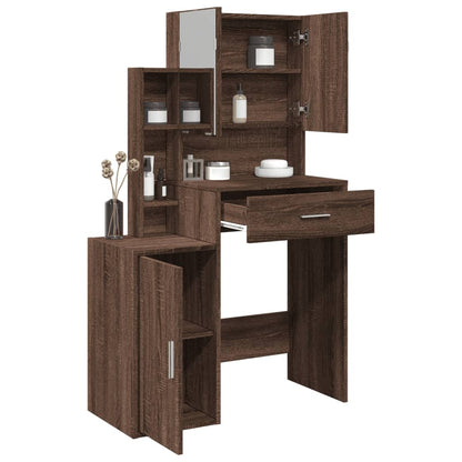 Schminktisch mit Schrank Braun Eichen-Optik 80x35x132 cm