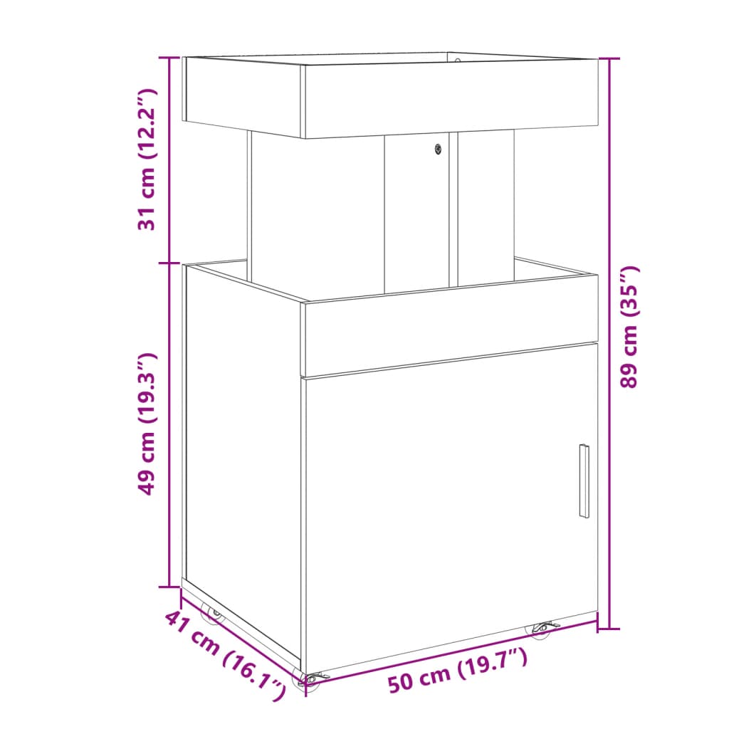 Barwagen Schwarz 50x41x89 cm Holzwerkstoff