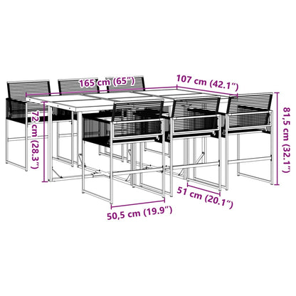 7-tlg. Garten-Essgruppe Schwarz Poly Rattan