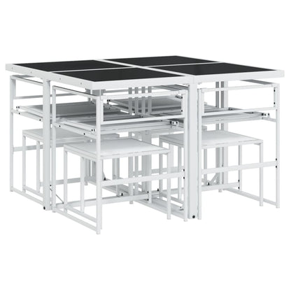 9-tlg. Garten-Essgruppe mit Kissen Weiß Textilene