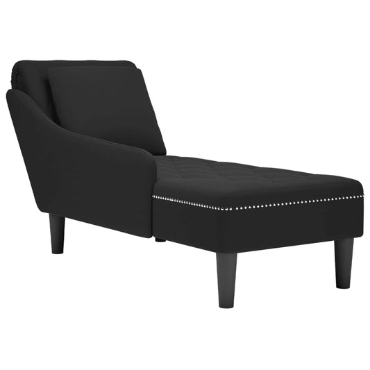 Chaiselongue mit Kissen und Rechter Armlehne Schwarz Samt