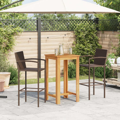 3-tlg. Gartenbar-Set Braun Massivholz Akazie und Poly Rattan