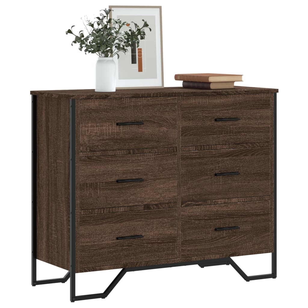 Kommode Braun Eichen-Optik 91x35,5x74,5 cm Holzwerkstoff