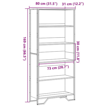 Bücherregal Schwarz 80x31x169 cm Holzwerkstoff