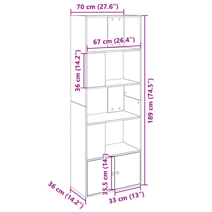 Bücherregal Grau Sonoma 70x36x189 cm Holzwerkstoff