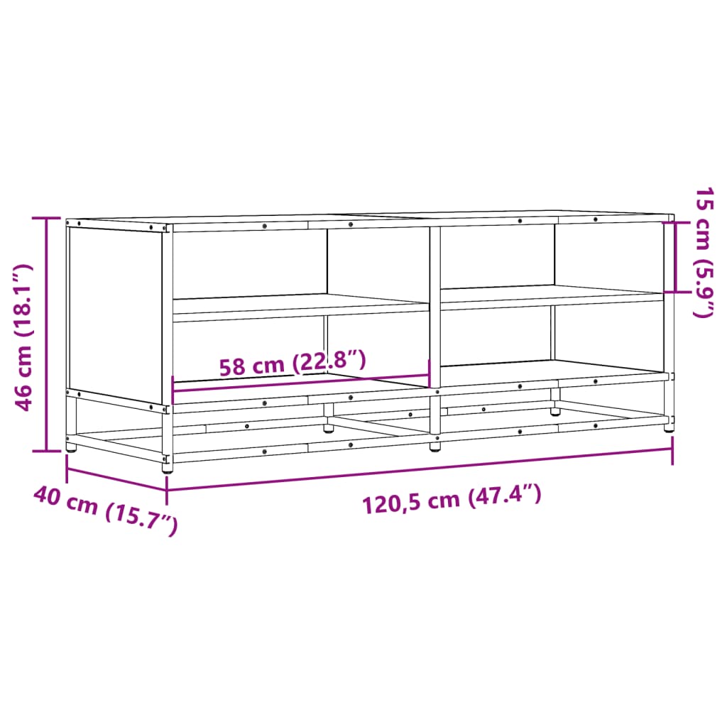 TV-Schrank Schwarz 120,5x40x46 cm Holzwerkstoff und Metall