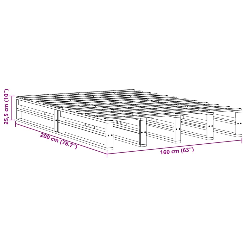 Massivholzbett ohne Matratze Weiß 160x200 Kiefernholz