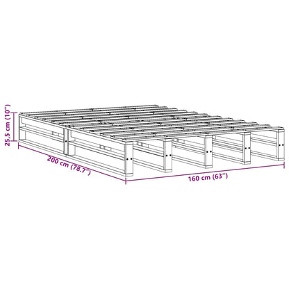 Massivholzbett ohne Matratze Weiß 160x200 Kiefernholz