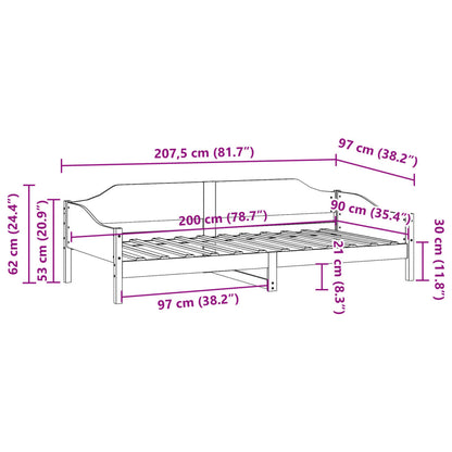 Massivholzbett ohne Matratze Weiß 90x200 cm Kiefernholz