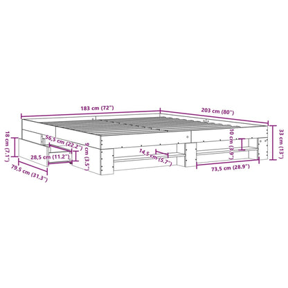 Bettgestell Sonoma-Eiche 180x200 cm Holzwerkstoff