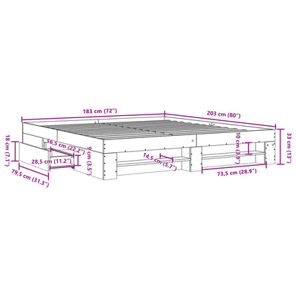 Bettgestell Grau Sonoma 180x200 cm Holzwerkstoff