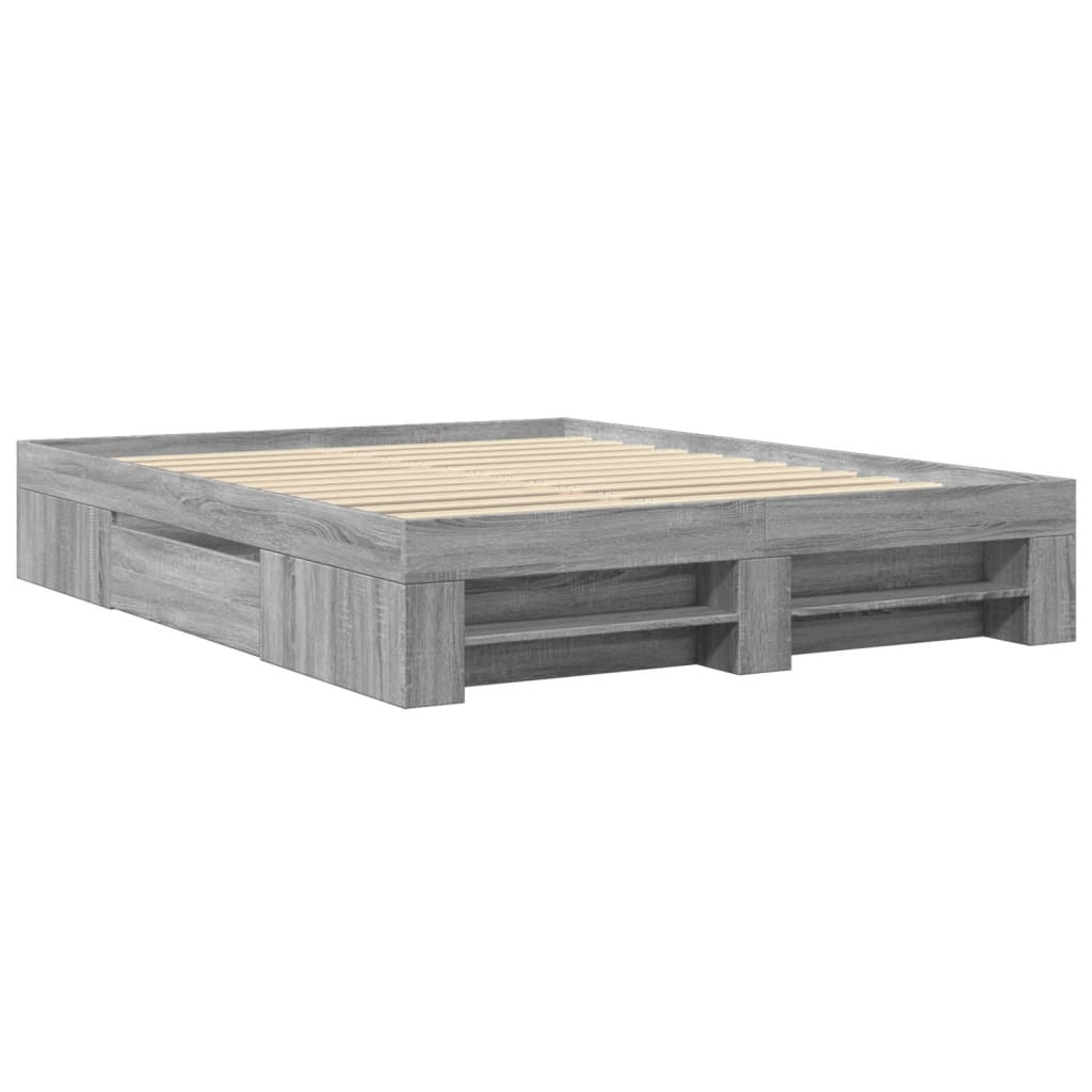 Bettgestell Grau Sonoma 160x200 cm Holzwerkstoff