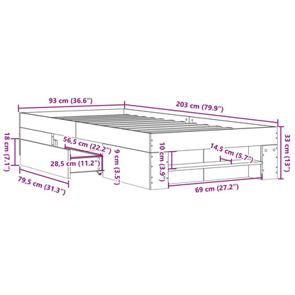 Bettgestell ohne Matratze Sonoma-Eiche 90x200 cm Holzwerkstoff