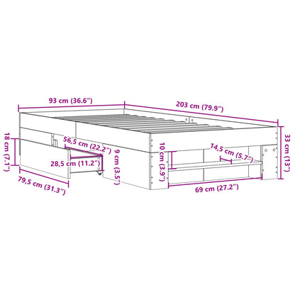 Bettgestell Betongrau 90x200 cm Holzwerkstoff