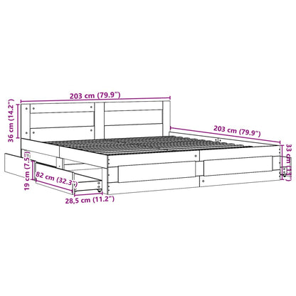 Bettgestell mit Kopfteil Sonoma-Eiche 200x200 cm Holzwerkstoff