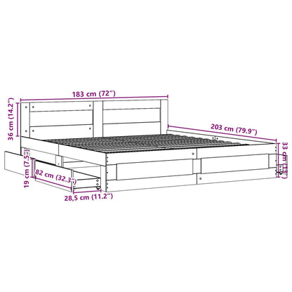 Bettgestell mit Kopfteil Grau Sonoma 180x200 cm Holzwerkstoff