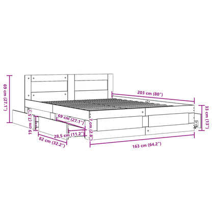 Bettgestell mit Kopfteil ohne Matratze Schwarz 160x200 cm