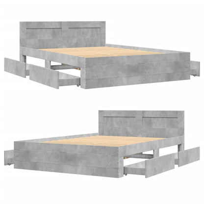 Bettgestell mit Kopfteil Betongrau 140x200 cm Holzwerkstoff