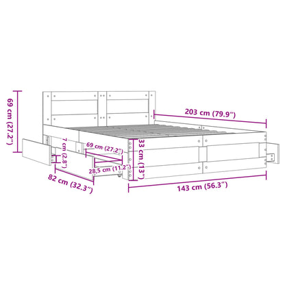 Bettgestell mit Kopfteil Braun Eichen-Optik 140x200 cm