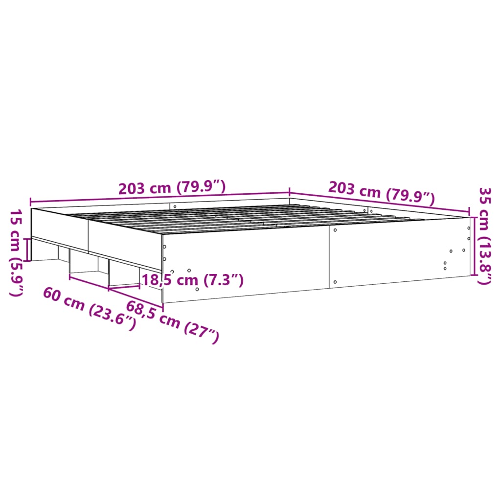 Bettgestell Schwarz 200x200 cm Holzwerkstoff