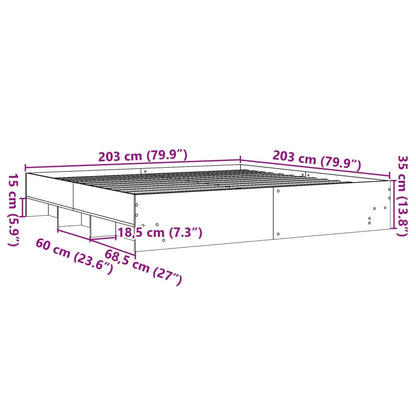 Bettgestell Betongrau 200x200 cm Holzwerkstoff