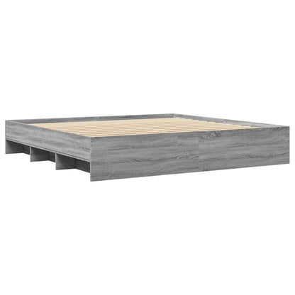 Bettgestell Grau Sonoma 200x200 cm Holzwerkstoff