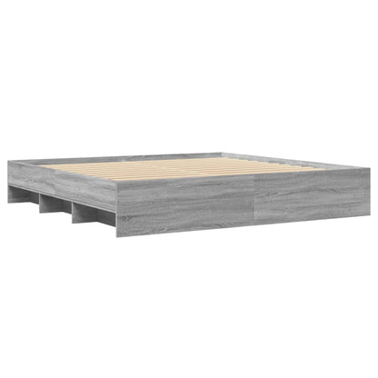 Bettgestell Grau Sonoma 200x200 cm Holzwerkstoff