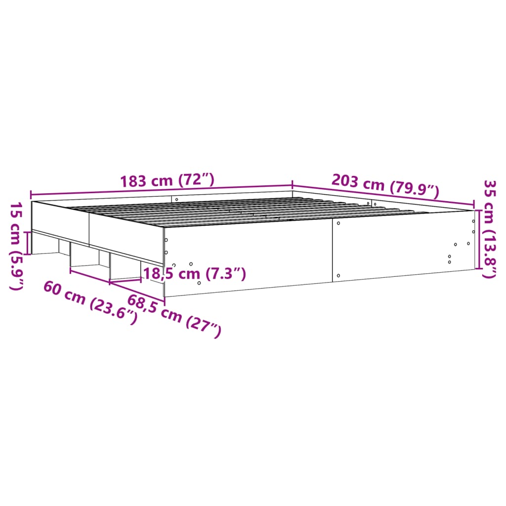 Bettgestell Weiß 180x200 cm Holzwerkstoff