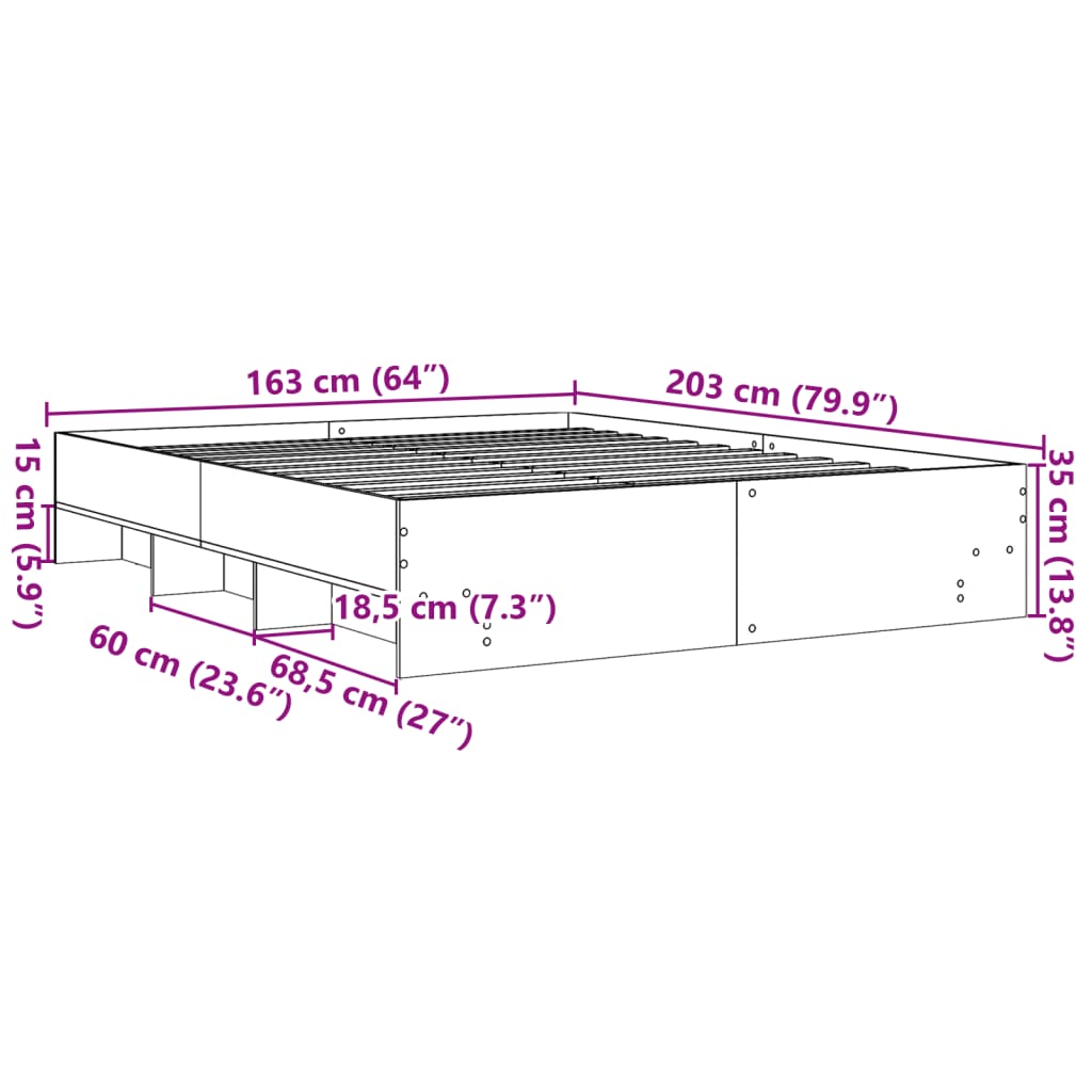 Bettgestell Weiß 160x200 cm Holzwerkstoff