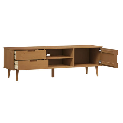 TV-Schrank MOLDE Braun 158x40x49 cm Massivholz Kiefer