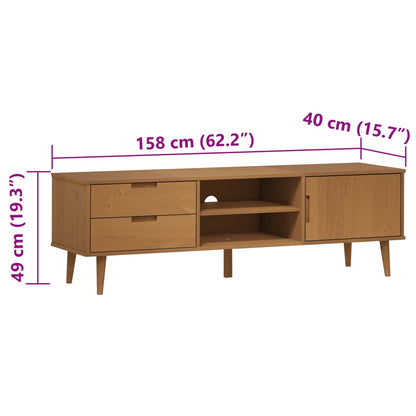 TV-Schrank MOLDE Braun 158x40x49 cm Massivholz Kiefer