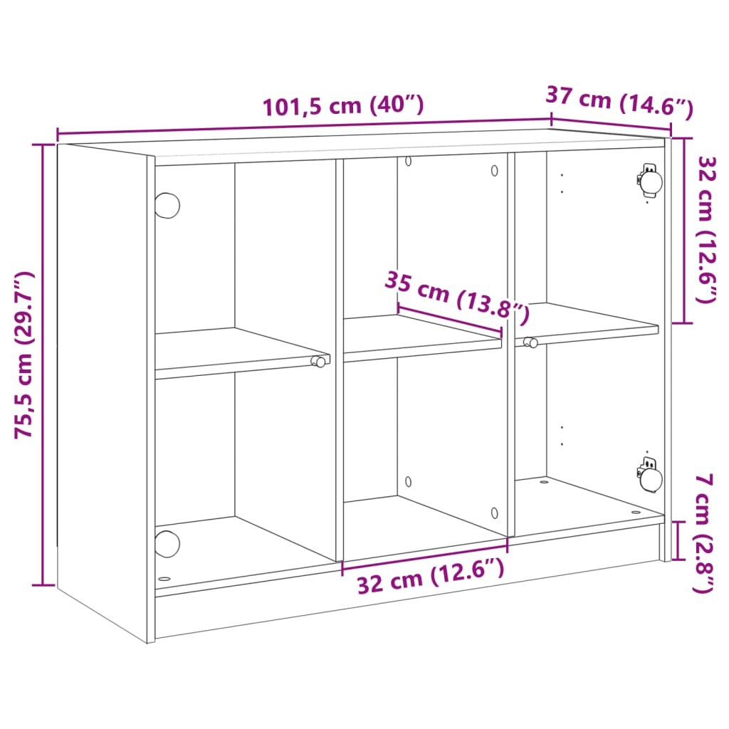 Sideboard Grau Sonoma 102x37x75,5 cm Holzwerkstoff