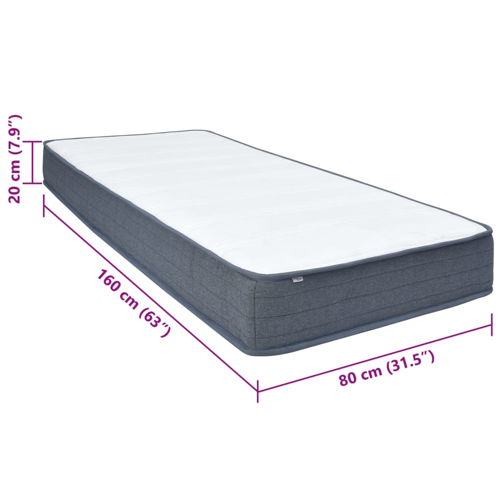 Boxspringmatratze 160x80x20 cm Stoff