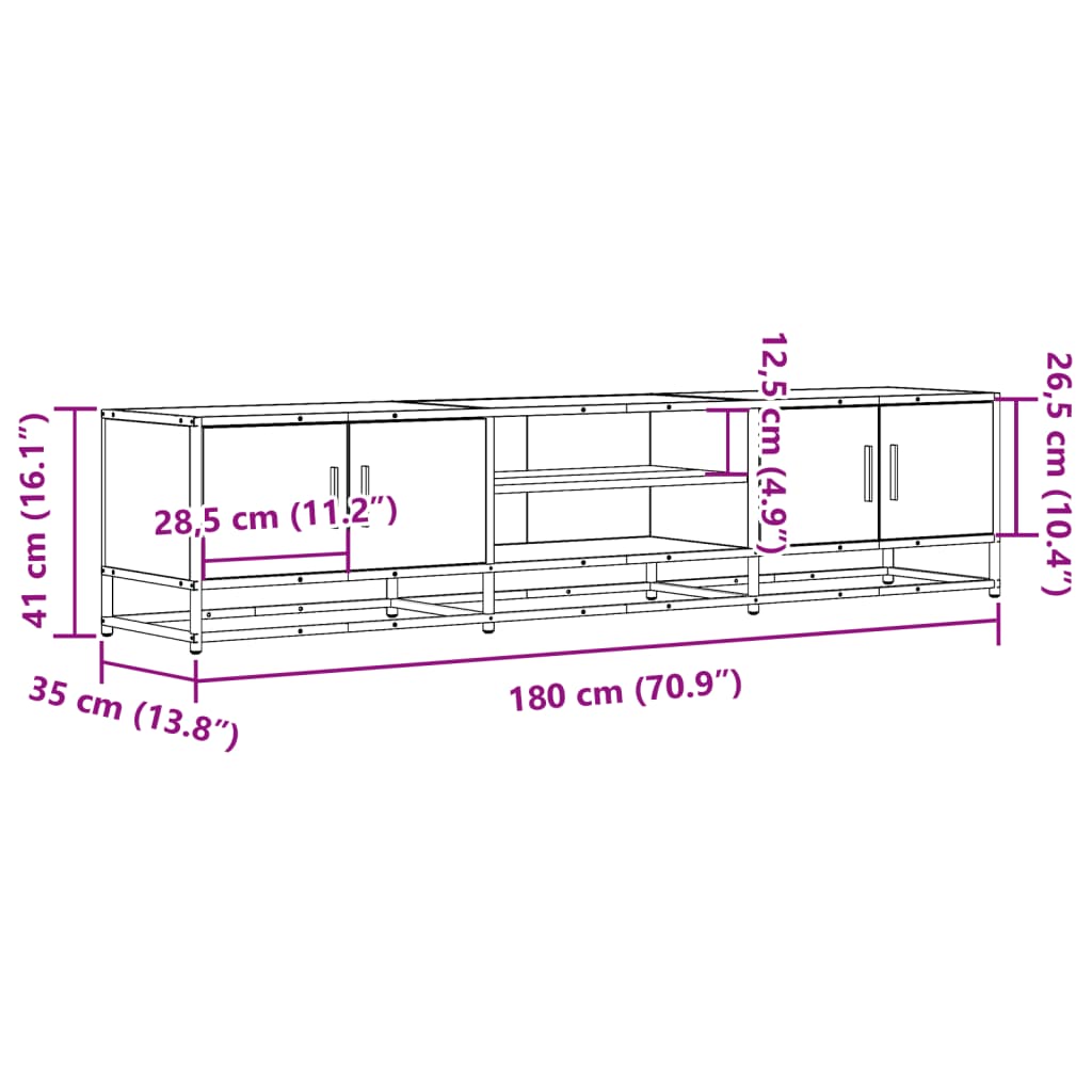 TV-Schrank Grau Sonoma 180x35x41 cm Holzwerkstoff