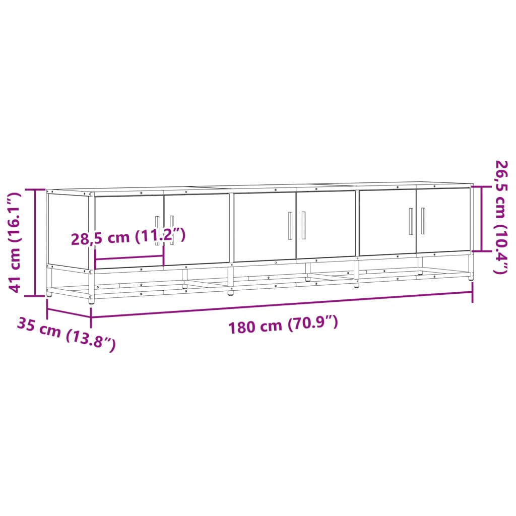 TV-Schrank Schwarz 180x35x41 cm Holzwerkstoff