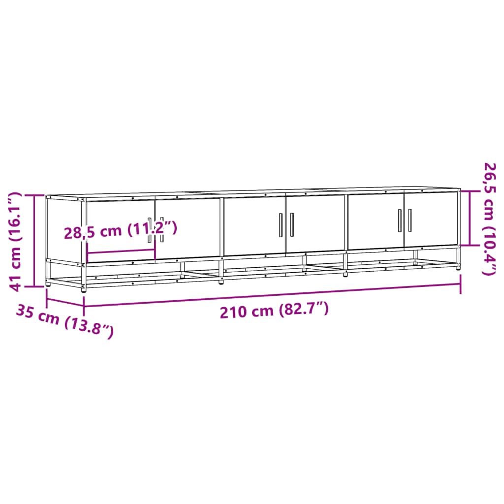 TV-Schrank Schwarz 210x35x41 cm Holzwerkstoff