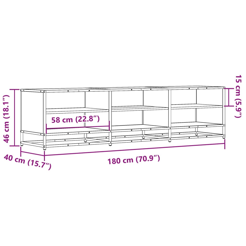 TV-Schrank Schwarz 180x40x46 cm Holzwerkstoff