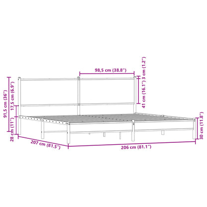 Metallbett ohne Matratze Braun Eichen-Optik 200x200 cm