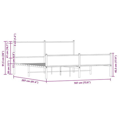 Metallbett ohne Matratze Braun Eichen-Optik 180x200 cm