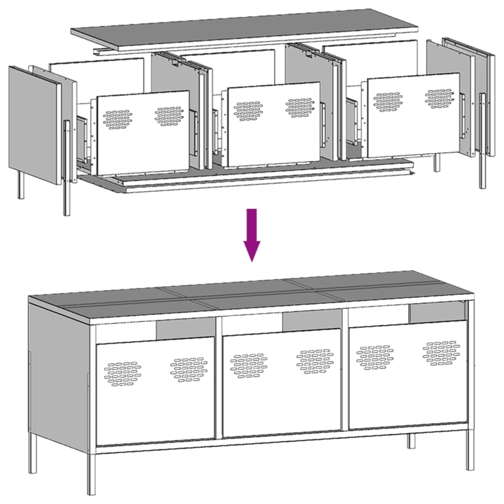 TV-Schrank Rosa 101,5x39x43,5 cm Kaltgewalzter Stahl