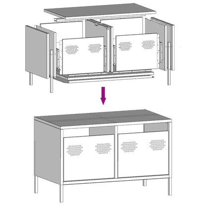 TV-Schrank Schwarz 68x39x43,5 cm Kaltgewalzter Stahl